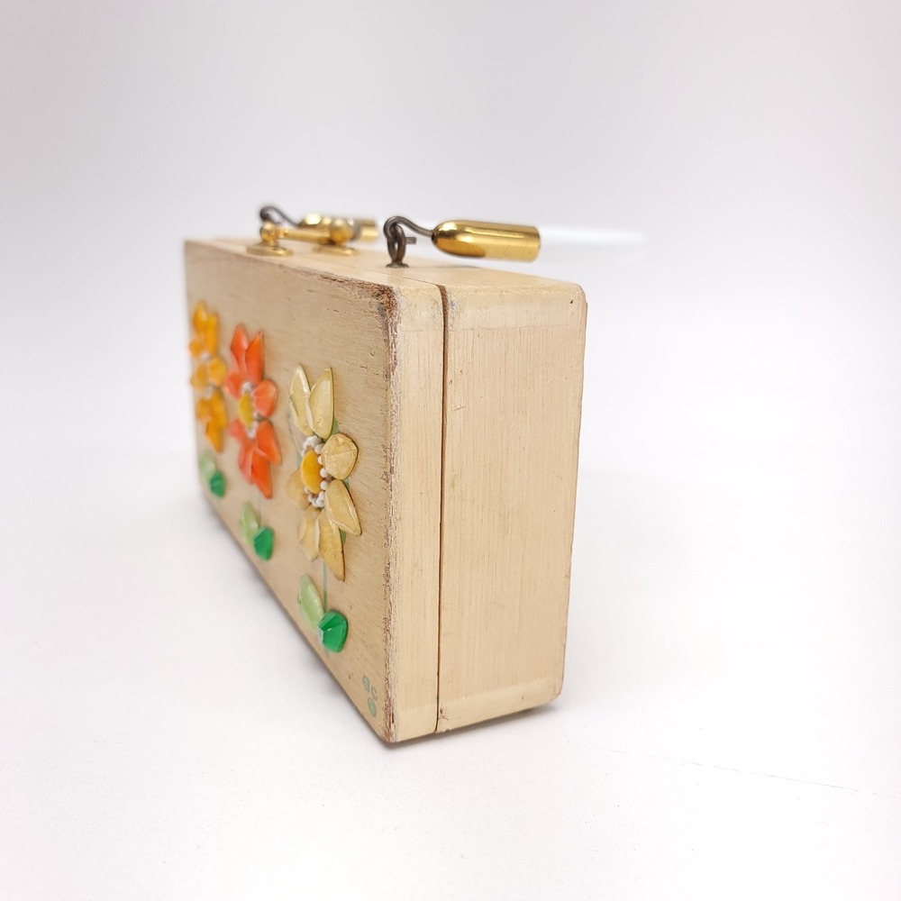 Enid Collins Of Texas 1960's Wood Box Purse "mira flores" Boho‎ Vintage Handbag - Picture 9 of 11